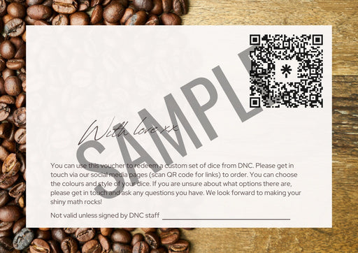 Custom Dice Voucher - Redeem for Handmade Sharp Edge Dice Set in Your Chosen Colours - Only-Games