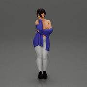 pretty nude girl with short hair posing in a sweater - Only-Games