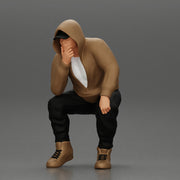 Young Gangster Man With Hoodie Sitting and thinking - Only-Games