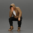 Young Gangster Man With Hoodie Sitting and thinking - Only-Games