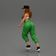 2 Sexy Woman Riding Electric Scooter At Parking Wearing overalls suit and cap - Only-Games