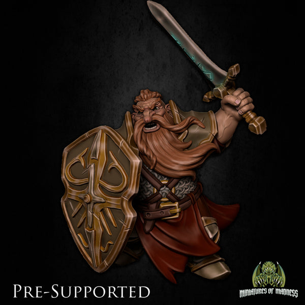 Theldor Hullsplitter [PRE-SUPPORTED] Knight Dwarf Warrior Fighter - Only-Games