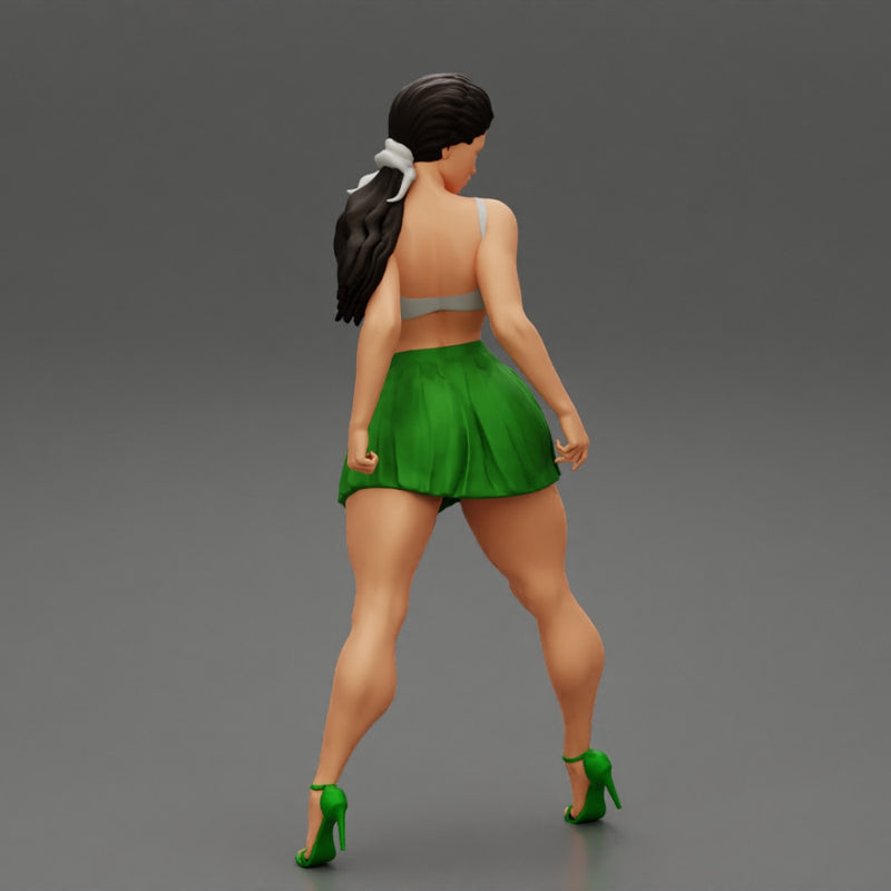 Sexy Woman with Beautiful Body Wearing Mini Skirt and Bra - Only-Games