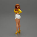Sexy girl in short and heels with long hair posing - Only-Games