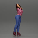 Beautiful girl in jeans and shirt posing - Only-Games