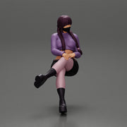 Sexy girl sitting with crossed legs  n boots and mini skirt  with long pigtails - Only-Games