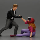 motorbike rider holding a helmet helps a biker girl, who fell off the bike, stand up - Only-Games