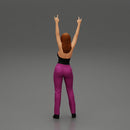 Young girl raised up two hands with sign of the horns - Only-Games