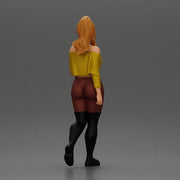 fashionable girl walking her dog, wearing a stylish shirt and long boots - Only-Games
