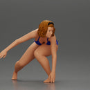 Confident surfer woman in a bikini, riding a wave on her surfboard - Only-Games