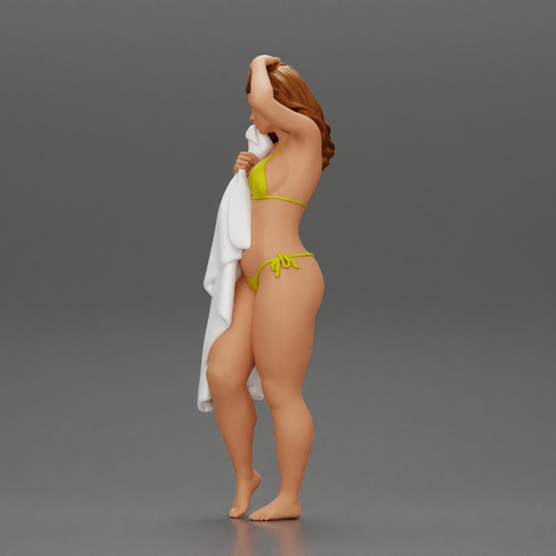 Sexy girl in bikini standing and covering her body by towel - Only-Games