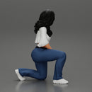 Chola Girl in sitting on knee hugging her dog - Only-Games