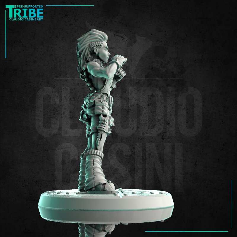 (0185) Female street fighter post apocalyptic warrior with cyber arm - Only-Games