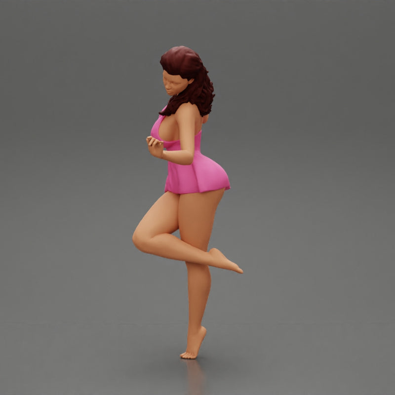 Sexy Woman In Dress Having Fun Holding One Leg - Only-Games