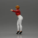 Confident woman in red jacket white leggings striking a pose - Only-Games