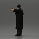 mafia man in gangster costume stands confidently while gesturing with his hands as if presenting something - Only-Games