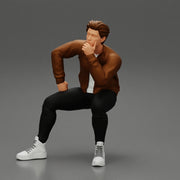 man in leather jacket sitting in thinking pose - Only-Games