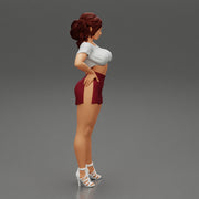 Brunette Girl in Short and mini shirt - Only-Games