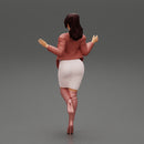 Beautiful Woman standing in one leg in mini dress and jacket - Only-Games