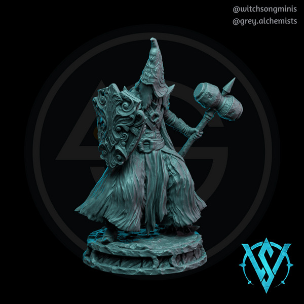 The Faceless Apostle, Cultist, Acolyte (5) - Fantasy Humanoid Fighter with Shield and Hammer - Resin Miniature in 32mm - DnD Monsters - Only-Games