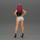 Asian girl posing in shorts next to a car - Only-Games