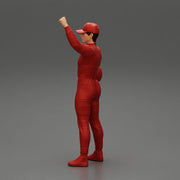 motorbiker celebrates and hold his helmet - Only-Games