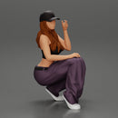 Chola gangster homie lowrider girl in cap sitting beside car - Only-Games