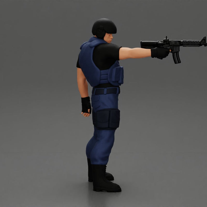 Military precision A man with tactical mastery holding a gun with one hand aimed at the enemy