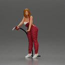 Mechanic Woman Holding Fuel Pump, Ready in Red Overalls - Only-Games