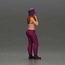 beautiful girl in pants and a hat thinking - Only-Games