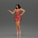 Elegant Woman in mini Dress with Gesturing Hand - Only-Games