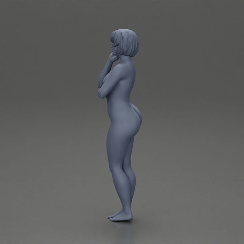 Naked girl with short hair posing