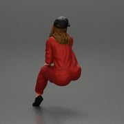 Tired woman mechanic in suit and cap sitting - Only-Games