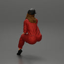 Tired woman mechanic in suit and cap sitting - Only-Games