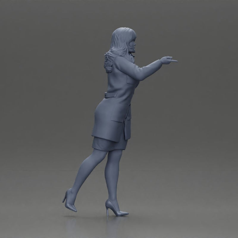Elegant Teacher in White Coat Gesturing with Confidence and Professionalism - Only-Games