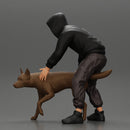 gangster homie in hoodie and short with his dog on the street - Only-Games