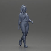 fashionable girl walking her dog, wearing a stylish shirt and long boots - Only-Games