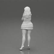 Beautiful woman with long hair standing and posing in fashion summer dress - Only-Games