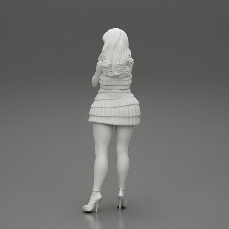 Beautiful woman with long hair standing and posing in fashion summer dress - Only-Games