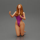 Sexy girl in onepiece sitting on her knees - Only-Games