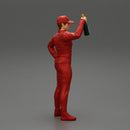 motorbiker celebrates and hold a champagne bottle - Only-Games