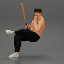 gangster man in a cap sitting holding a baseball bat and smoking - Only-Games