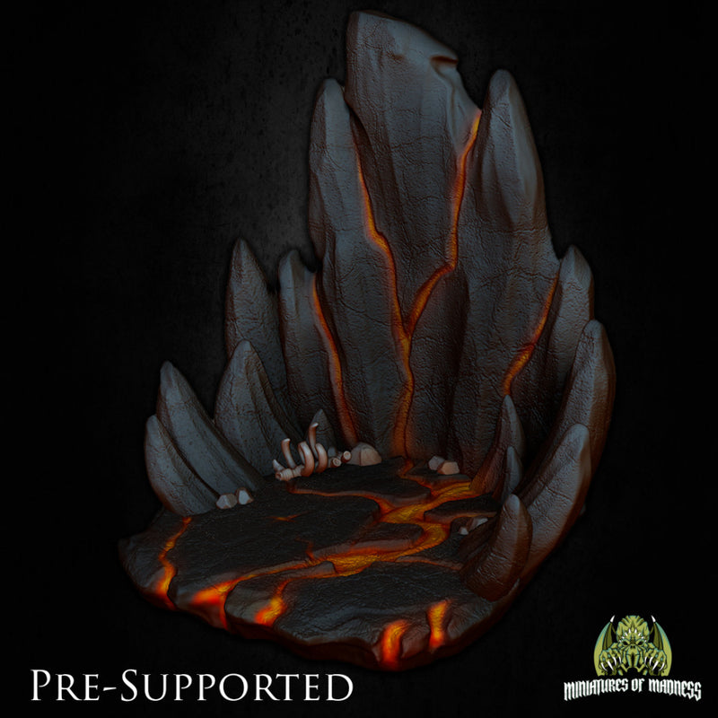 Hell Scenery [PRE-SUPPORTED] Devil Fire Lava Ground Diorama - Only-Games