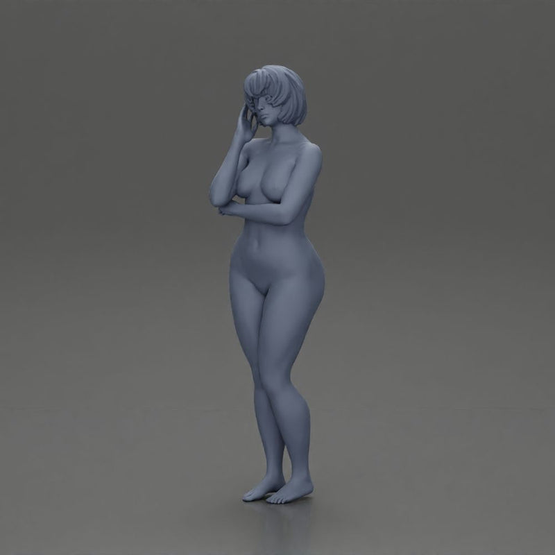 Naked girl with short hair posing