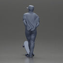 skater man leaning against the wall wearing a cap open shirt and banana bag - Only-Games