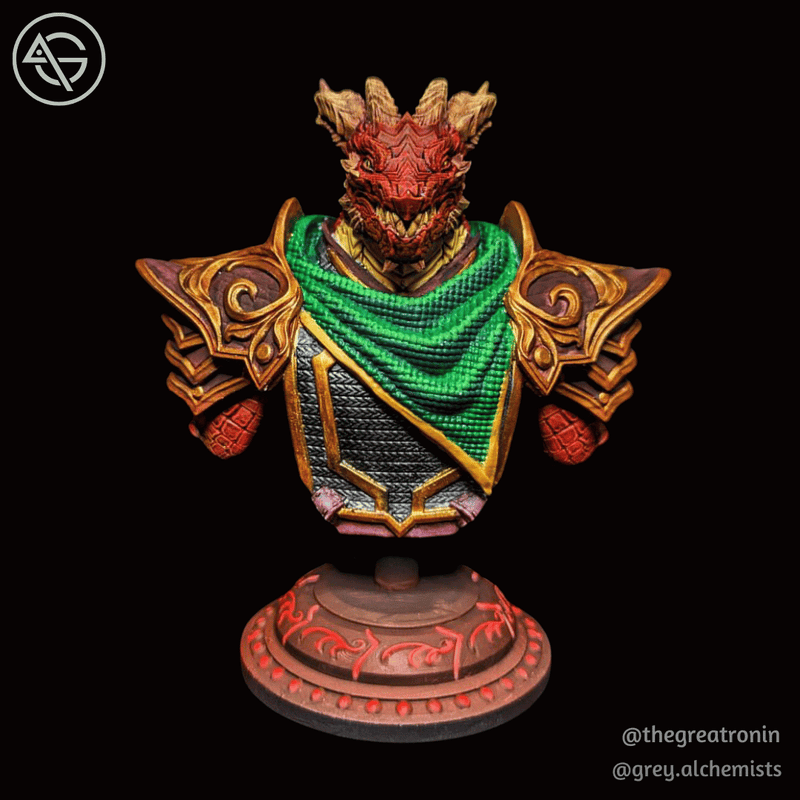 Dralag the Dragonborn Paladin Bust - Fantasy Resin Miniature - 90mm/3.54" Height - DnD