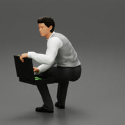 young businessman sitting and holding briefcase of money - Only-Games