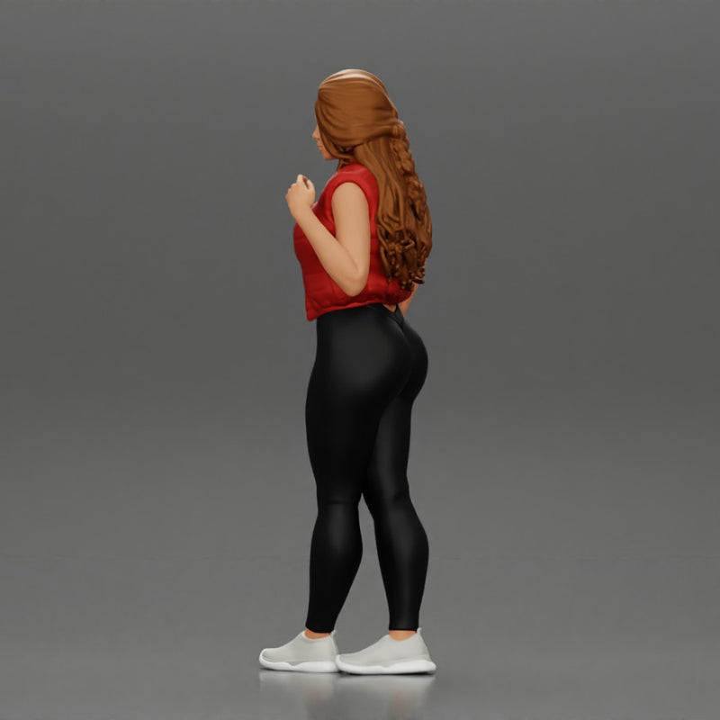 Beautiful woman with long hair in a bodysuit with an open vest - Only-Games