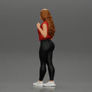 Beautiful woman with long hair in a bodysuit with an open vest - Only-Games