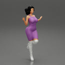 Woman in Mini Dress is Standing on One Leg - Only-Games